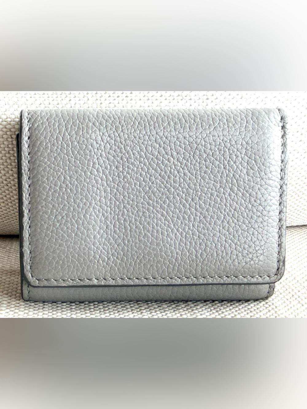 SEE BY CHLOÉ Gray Pebbled Leather Compact Trifold Wallet Gold Hardware - Picture 6 of 10